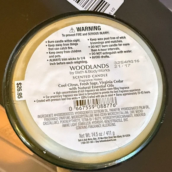 Bath & Body Works Woodlands Candle - Green and Black - Picture 2 of 4